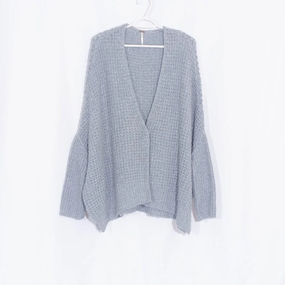 FREE PEOPLE Breeze Boho Wool / Angora Rabbit Hair Blend Chunky Cardigan Size L